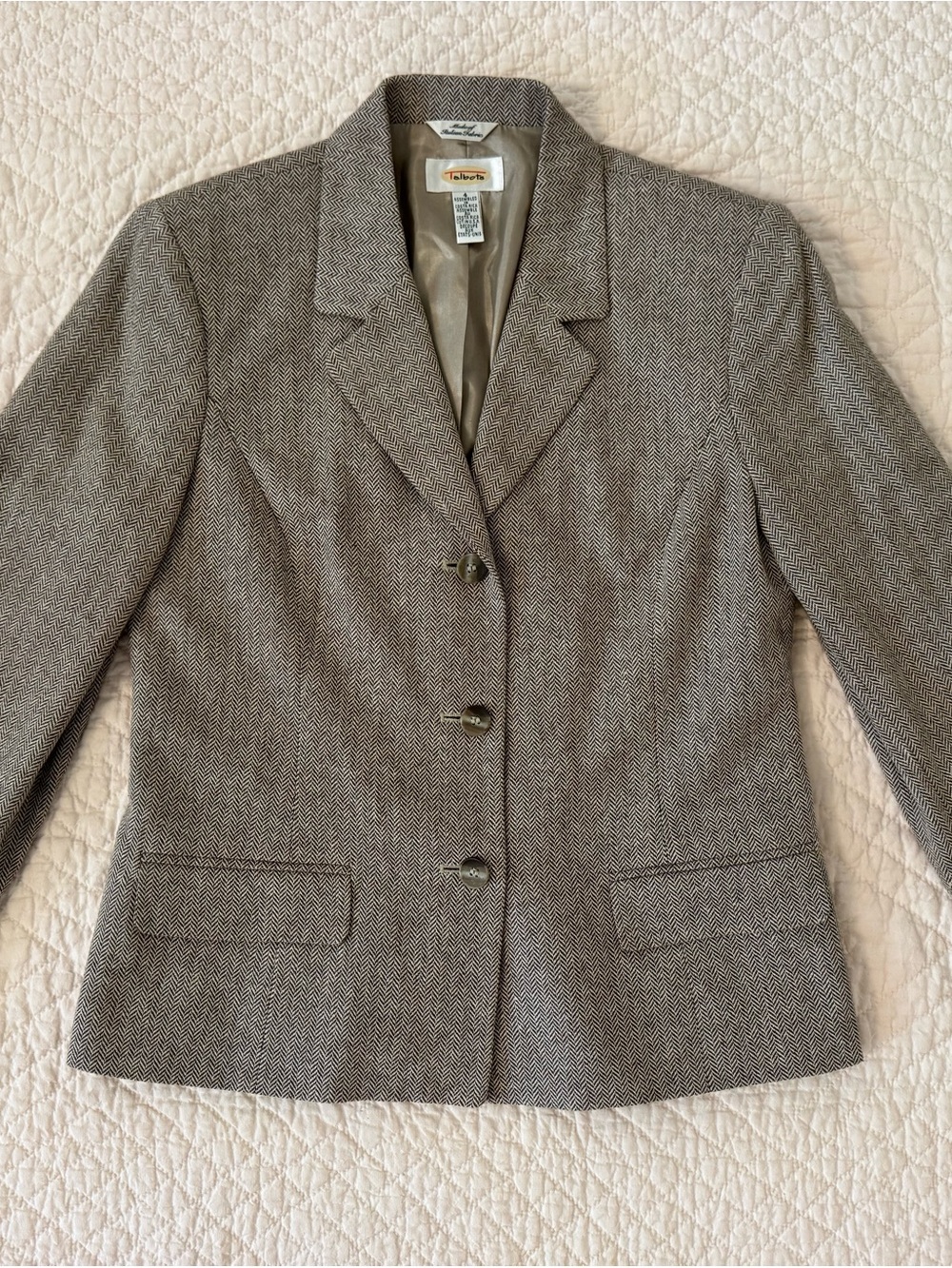 Talbots Women's Taupe Herringbone Blazer